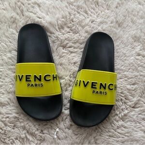 Givenchy Black and Neon Yellow Slides
